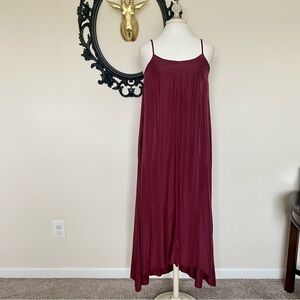 Pink Stitch Burgundy Wine Colored Tent Style Maxi Dress